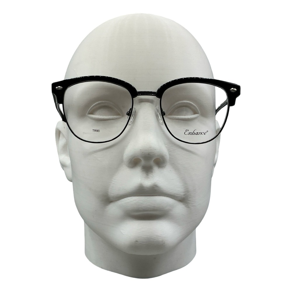 Enhance 4331 Black Gunmetal Browline Eyeglasses 53-20-145 TR90 Frames